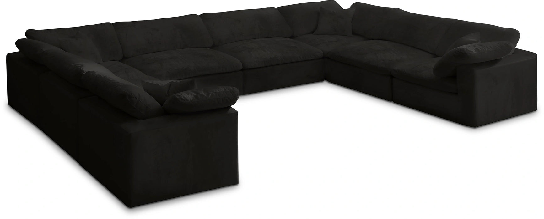 Cozy Black Velvet Cloud Modular Sectional