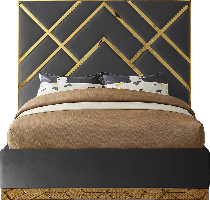 Vector Grey Velvet King Bed