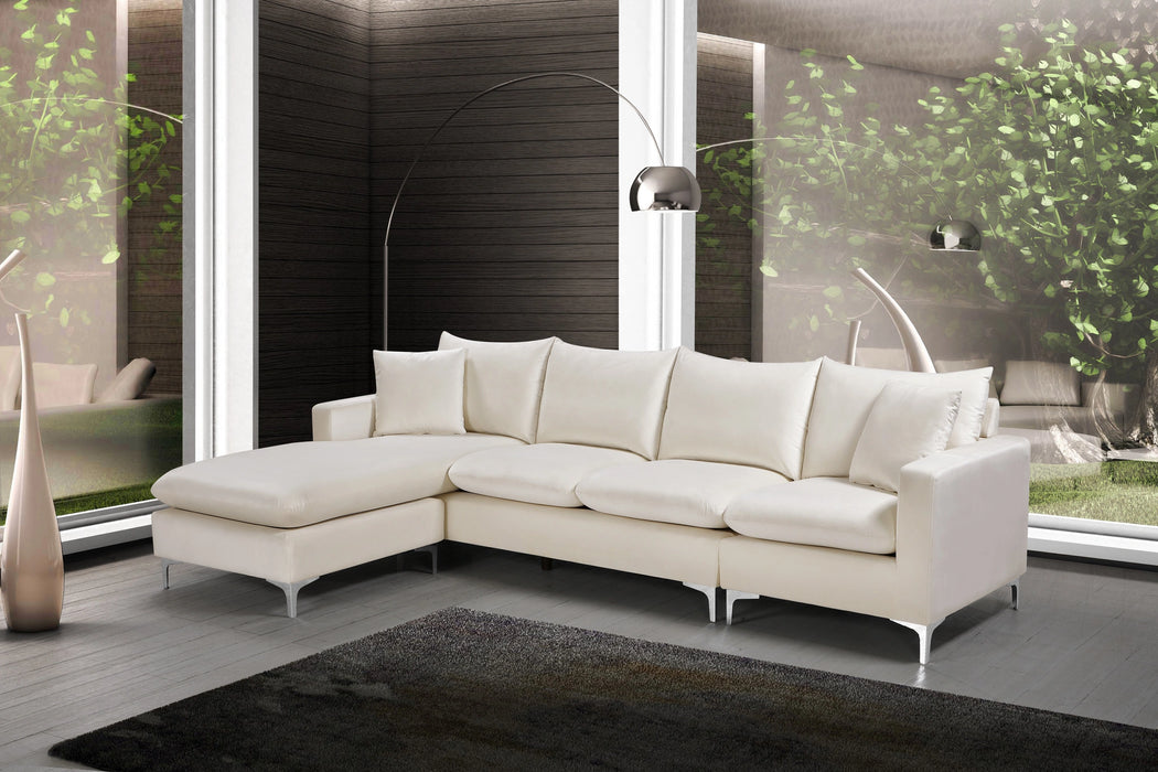 Naomi Cream Velvet 2pc. Reversible Sectional