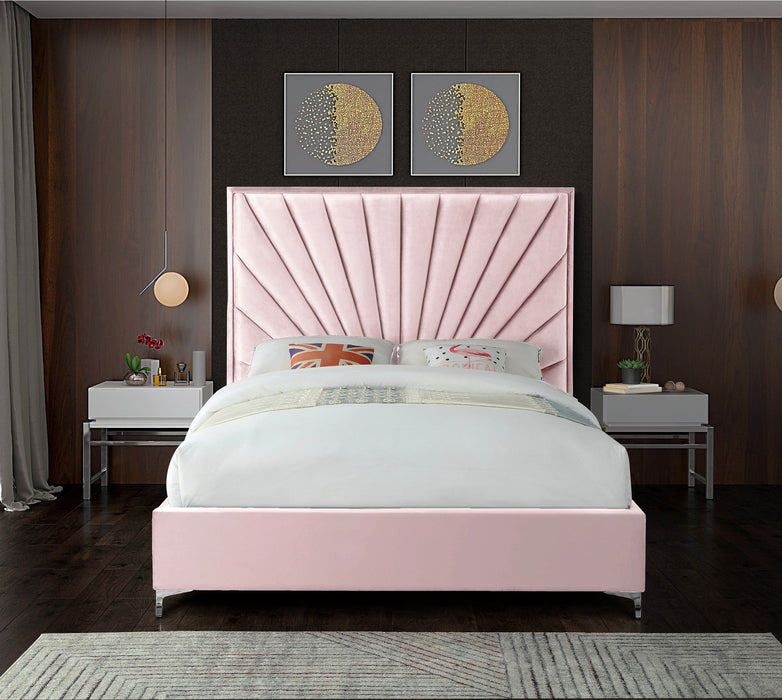 Eclipse Pink Velvet Queen Bed