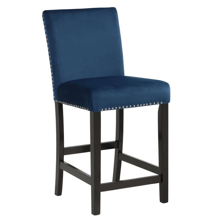 Celeste 5Pc 42" Marble Finish Counter Table & 4 Chairs-Blue
