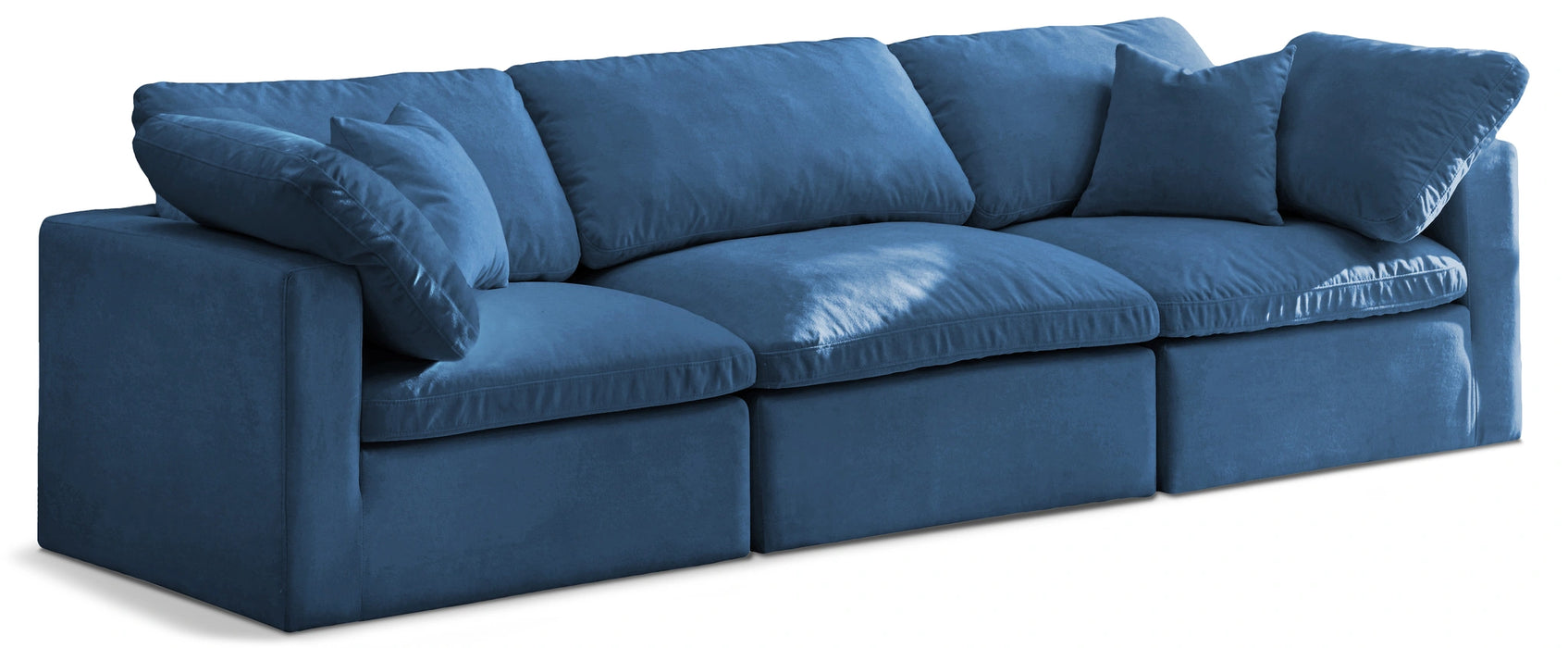 Plush Navy Velvet Standard Cloud Modular Sofa