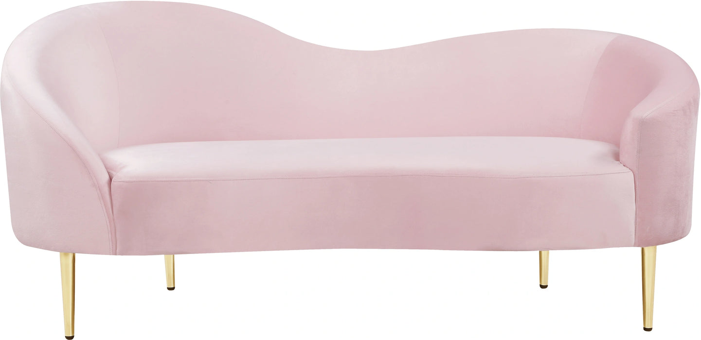 Ritz Pink Velvet Loveseat