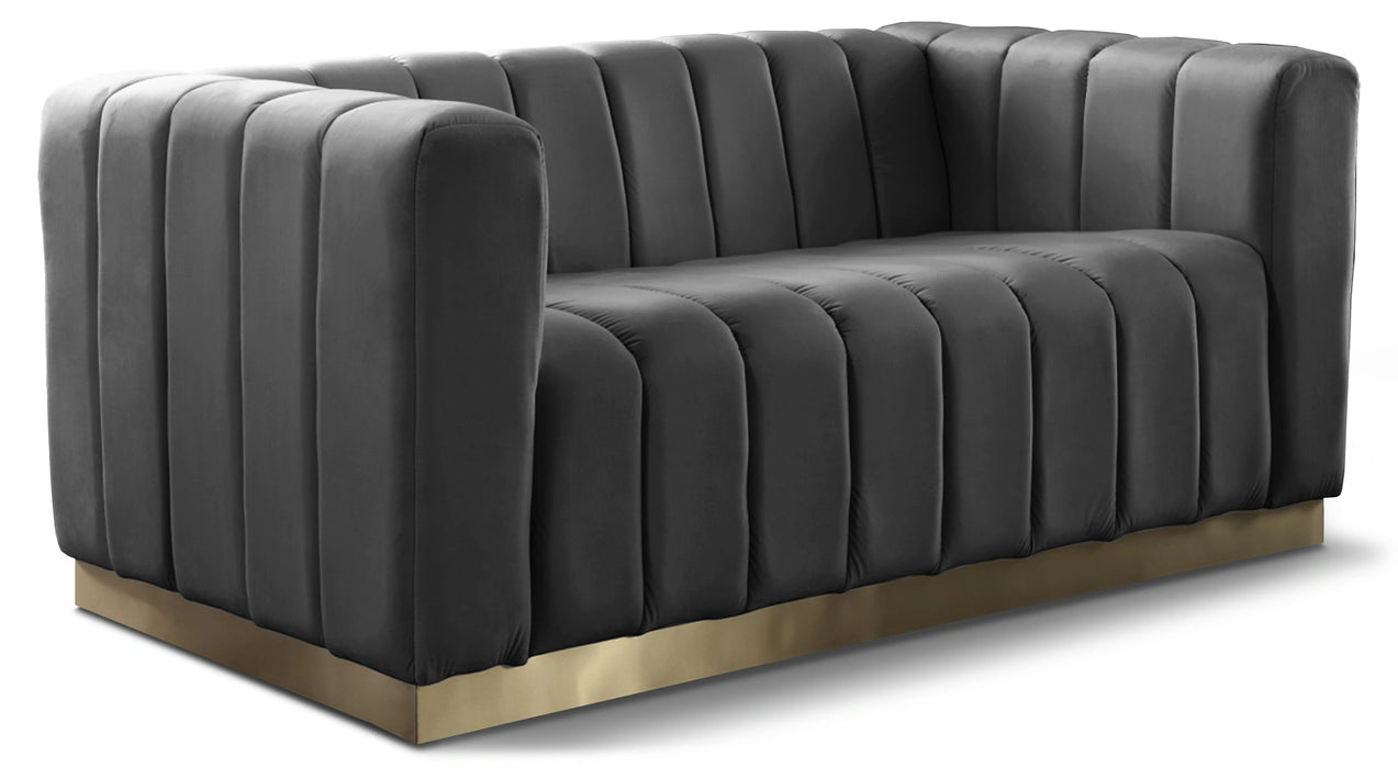 Marlon Grey Velvet Loveseat