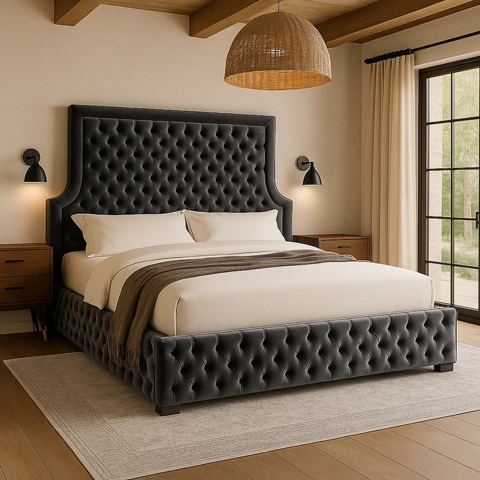 Sedona Grey Velvet King Bed