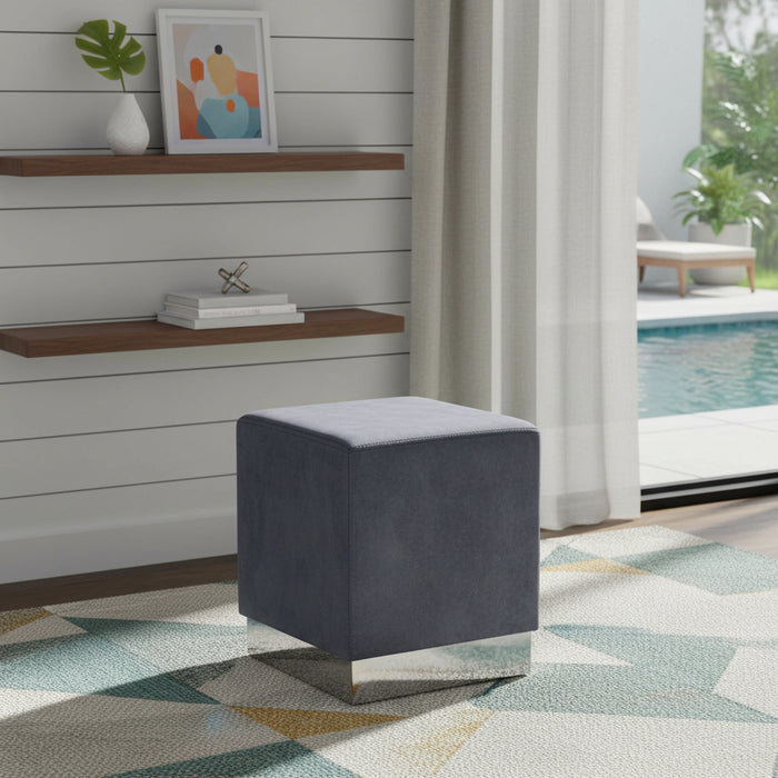 Jax Grey Velvet Ottoman/Stool