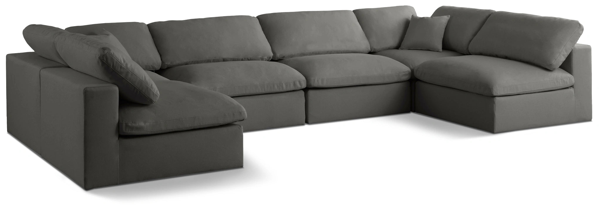 Plush Grey Velvet Standard Cloud Modular Sectional