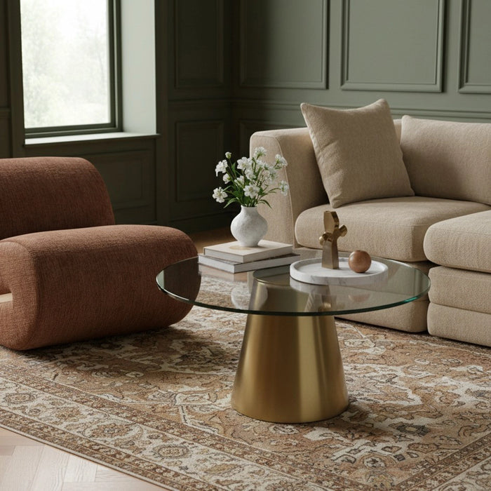 Glassimo Brushed Gold Coffee Table