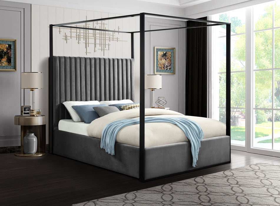 Jax Grey Velvet King Bed