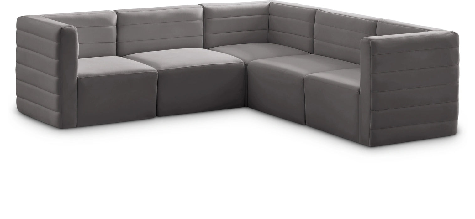 Quincy Grey Velvet Modular Sectional