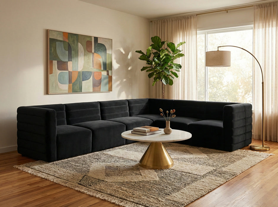 Quincy Black Velvet Modular Sectional