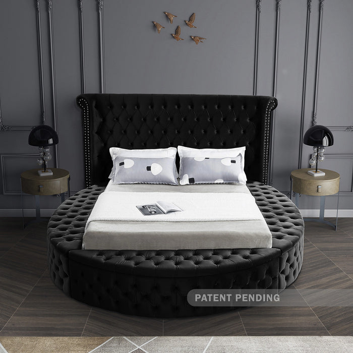Luxus Black Velvet Queen Bed (3 Boxes)