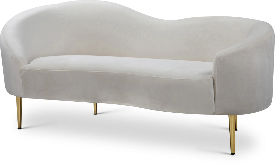 Ritz Cream Velvet Loveseat