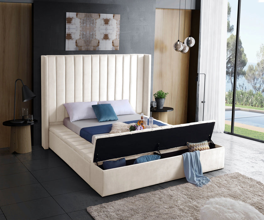 Kiki Cream Velvet Full Bed (3 Boxes)