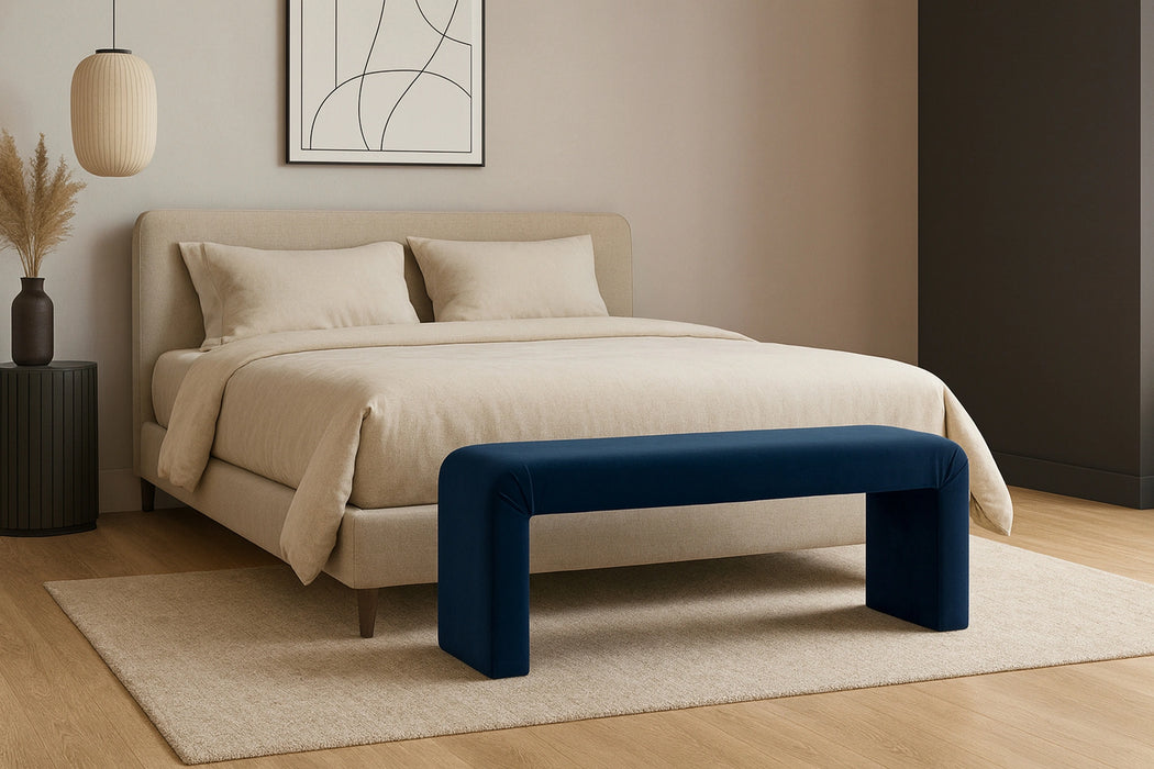 Minimalist Navy Velvet Bench