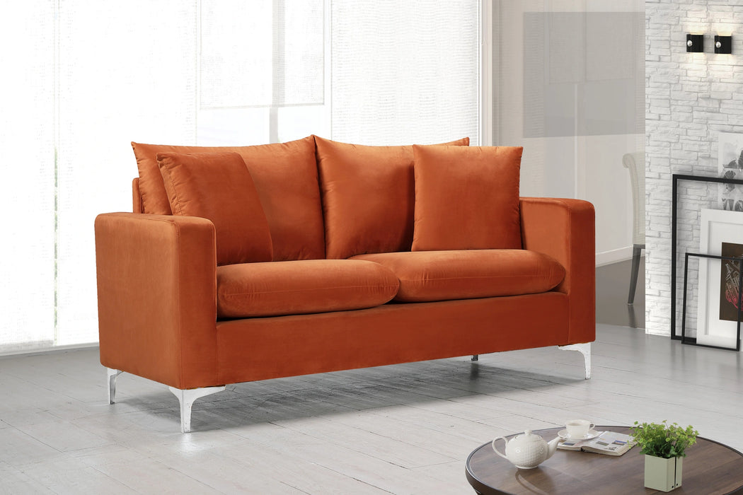 Naomi Cognac Velvet Loveseat
