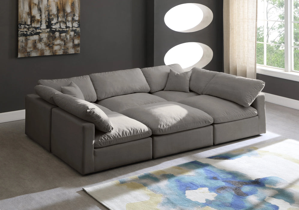 Plush Grey Velvet Standard Cloud Modular Sectional