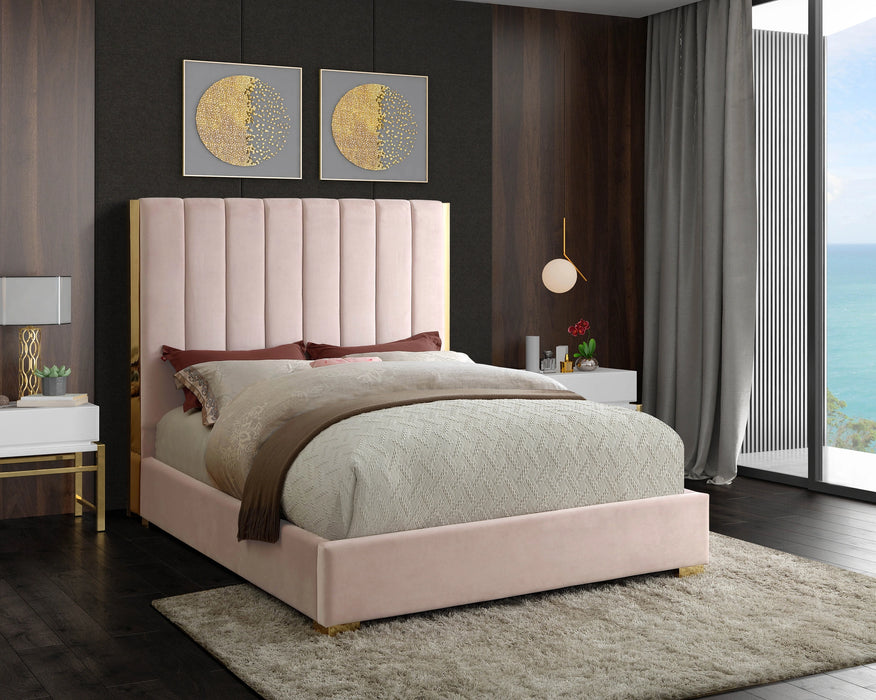 Becca Pink Velvet Queen Bed
