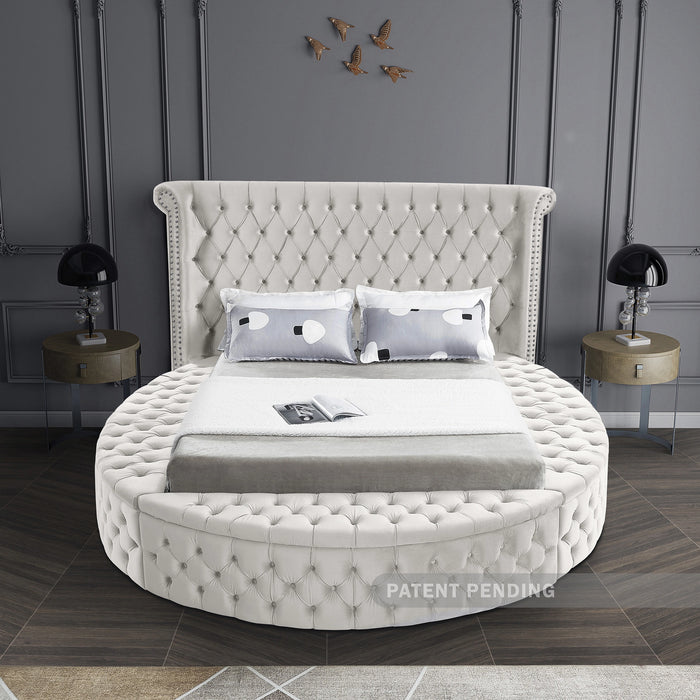 Luxus Cream Velvet Queen Bed (3 Boxes)