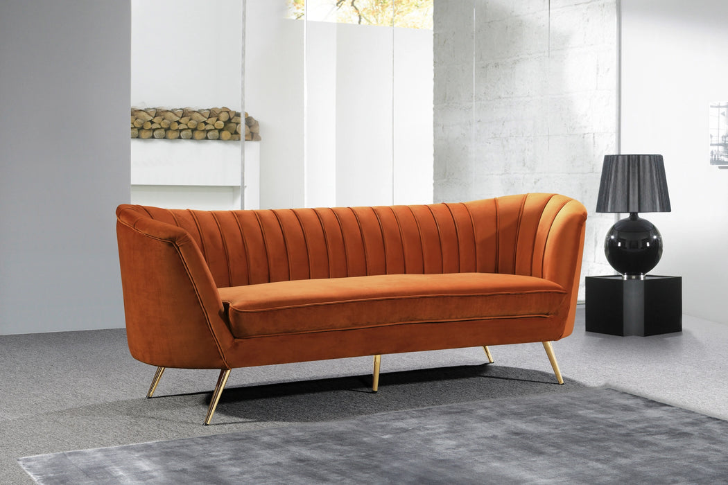 Margo Cognac Velvet Sofa