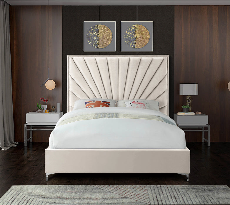 Eclipse Cream Velvet Queen Bed