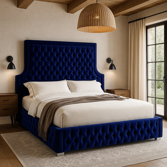 Sedona Navy Velvet King Bed