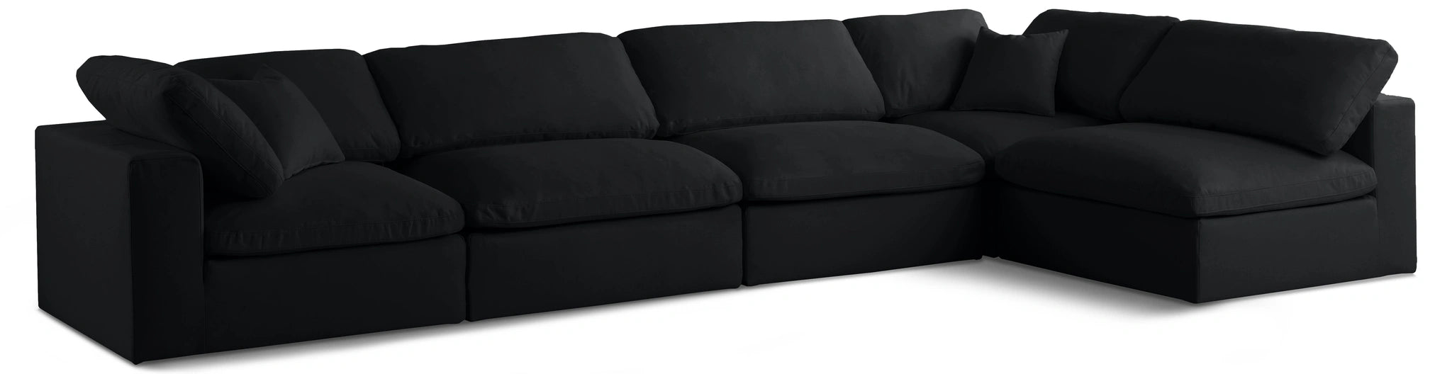 Plush Black Velvet Standard Cloud Modular Sectional