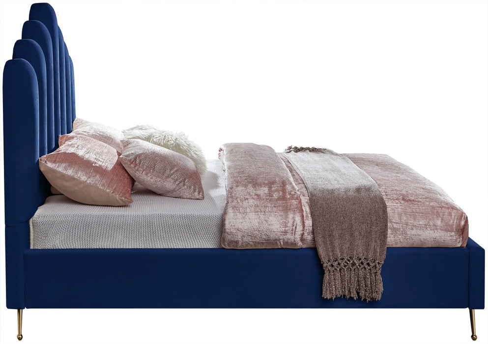 Lily Navy Velvet Full Bed