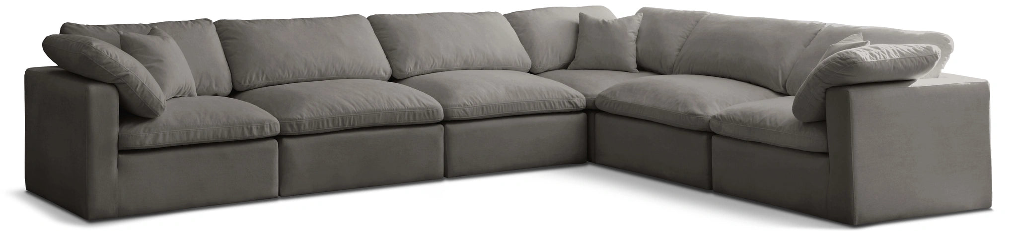 Plush Grey Velvet Standard Cloud Modular Sectional