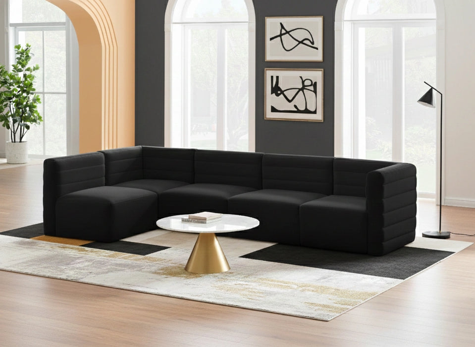 Quincy Black Velvet Modular Sectional
