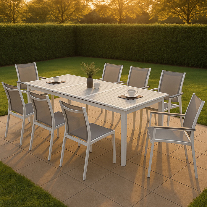 Nizuc Grey manufactured wood Outdoor Patio Extendable Aluminum Dining Table
