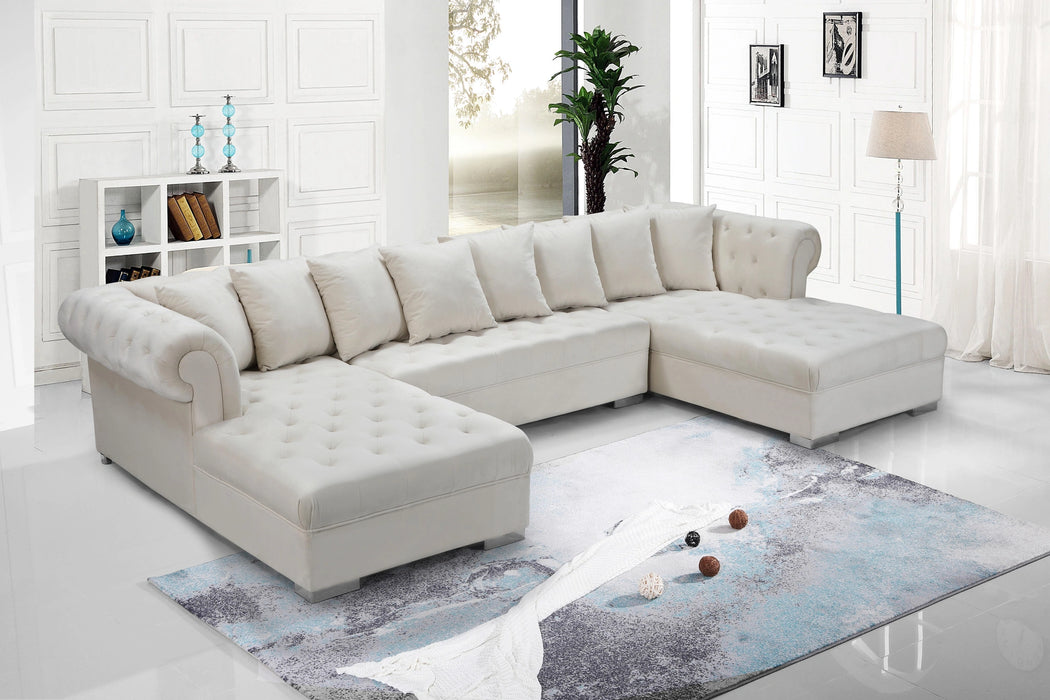 Presley Cream Velvet 3pc. Sectional