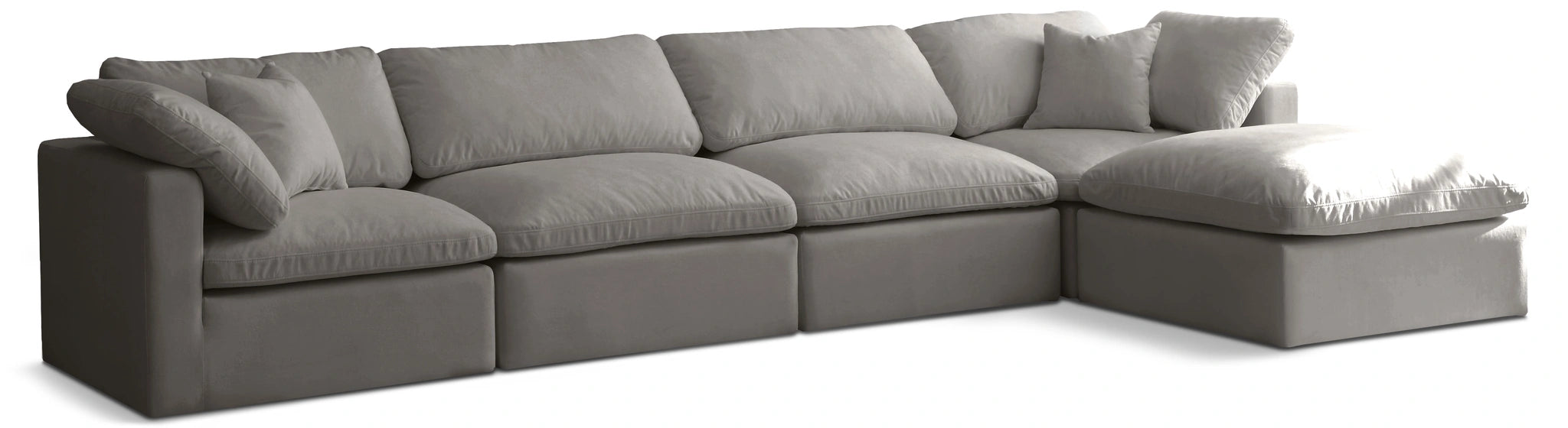 Plush Grey Velvet Standard Cloud Modular Sectional
