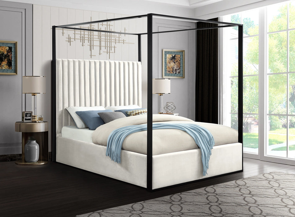 Jax Cream Velvet Queen Bed
