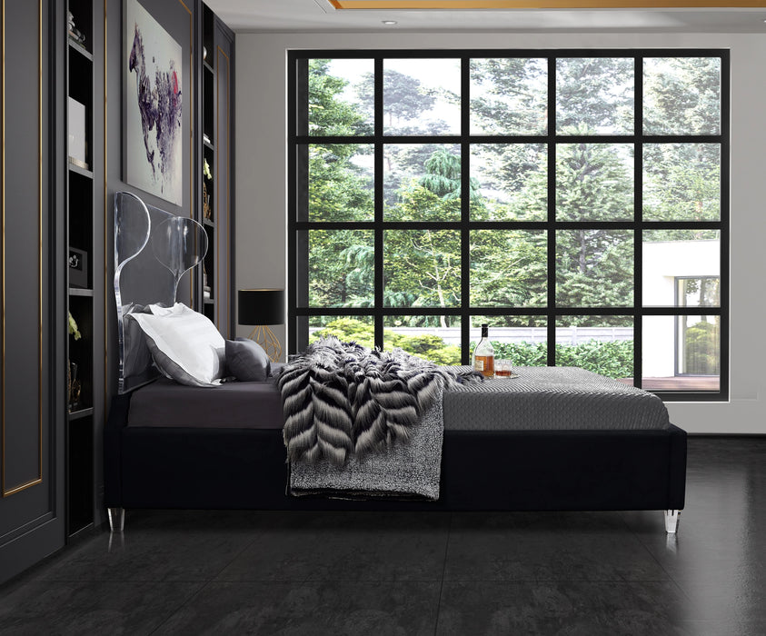 Ghost Black Velvet Full Bed