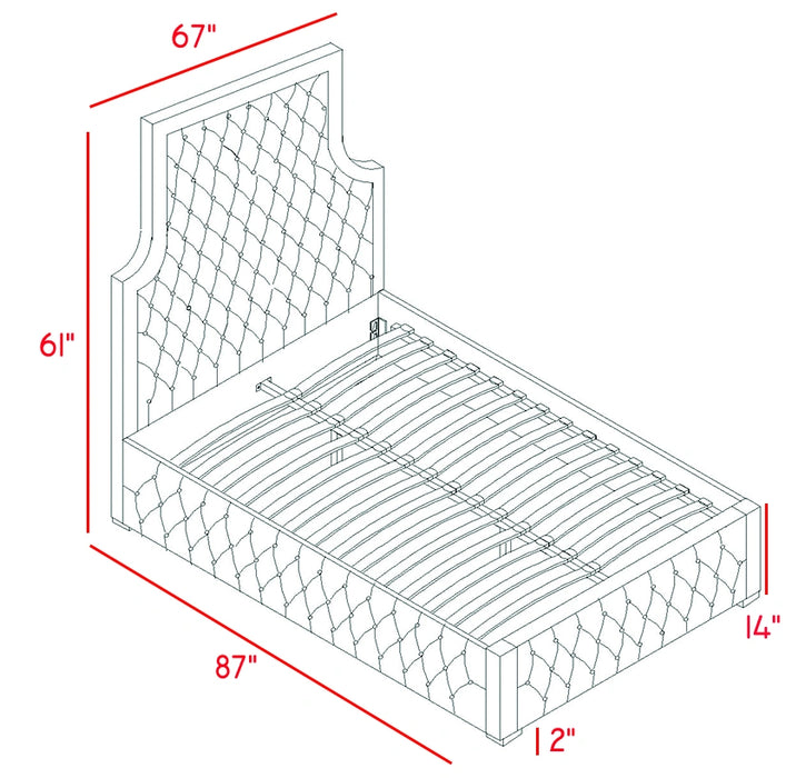 Sedona Cream Velvet Queen Bed