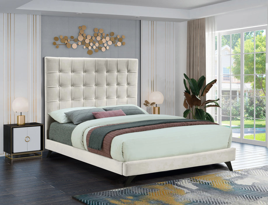 Elly Cream Velvet Full Bed