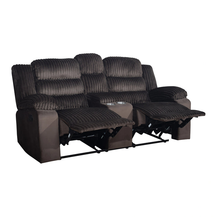 Willow Console Loveseat W/ Dual Recliners-Brown