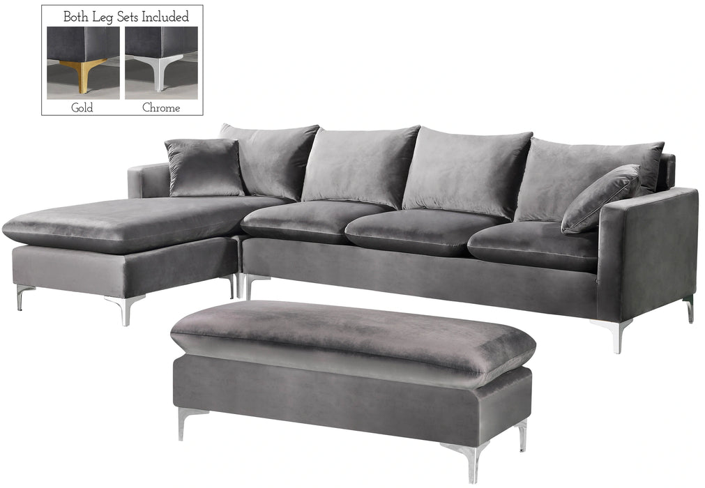 Naomi Grey Velvet 2pc. Reversible Sectional