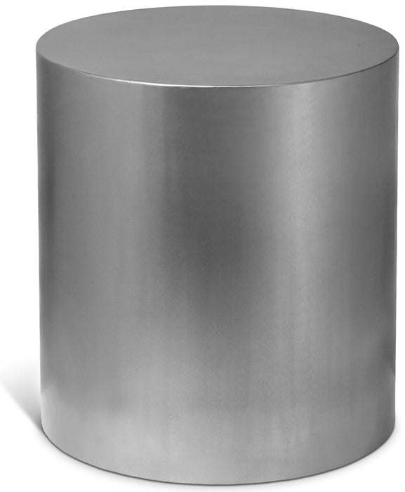 Cylinder Brushed Chrome End Table