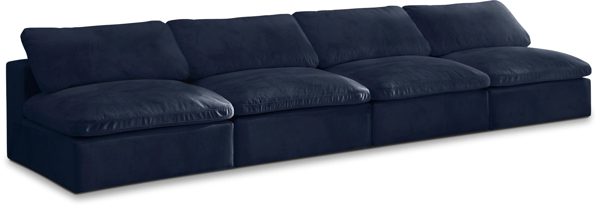 Cozy Navy Velvet Cloud Modular Armless Sofa