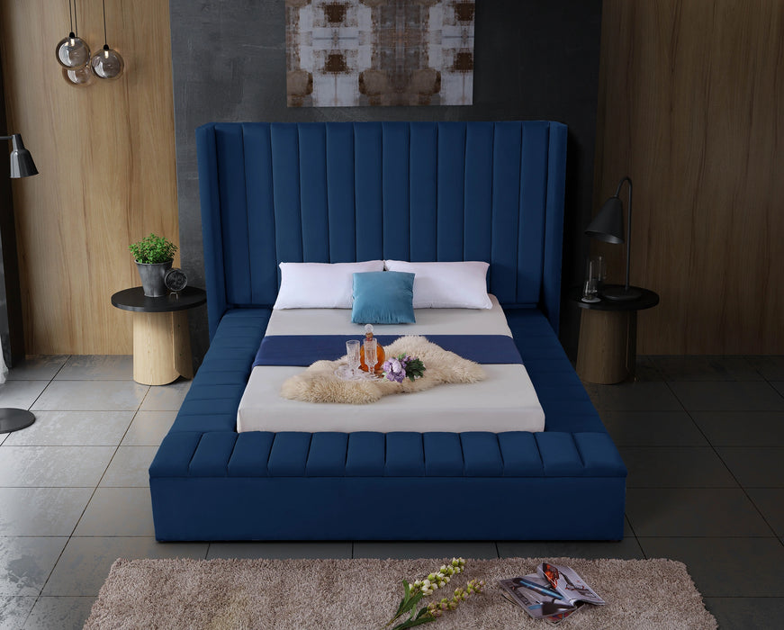 Kiki Navy Velvet Full Bed (3 Boxes)