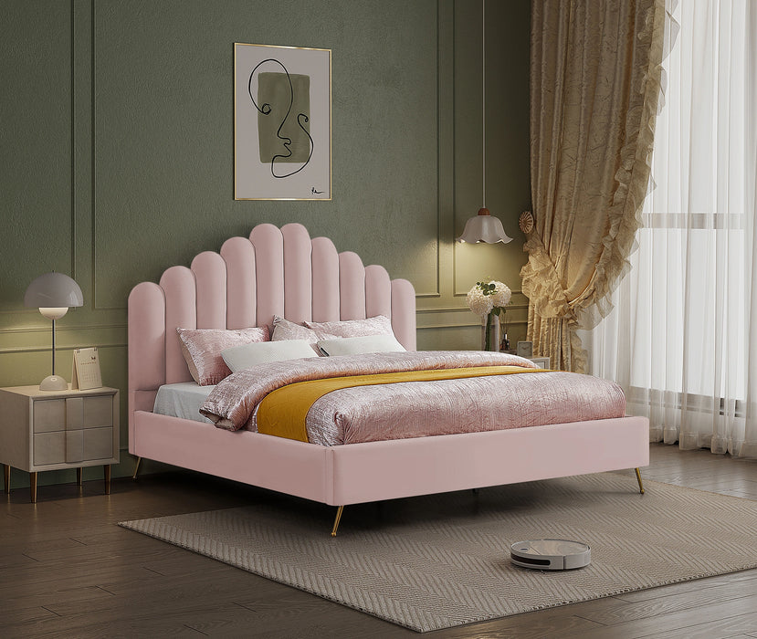 Lily Pink Velvet King Bed