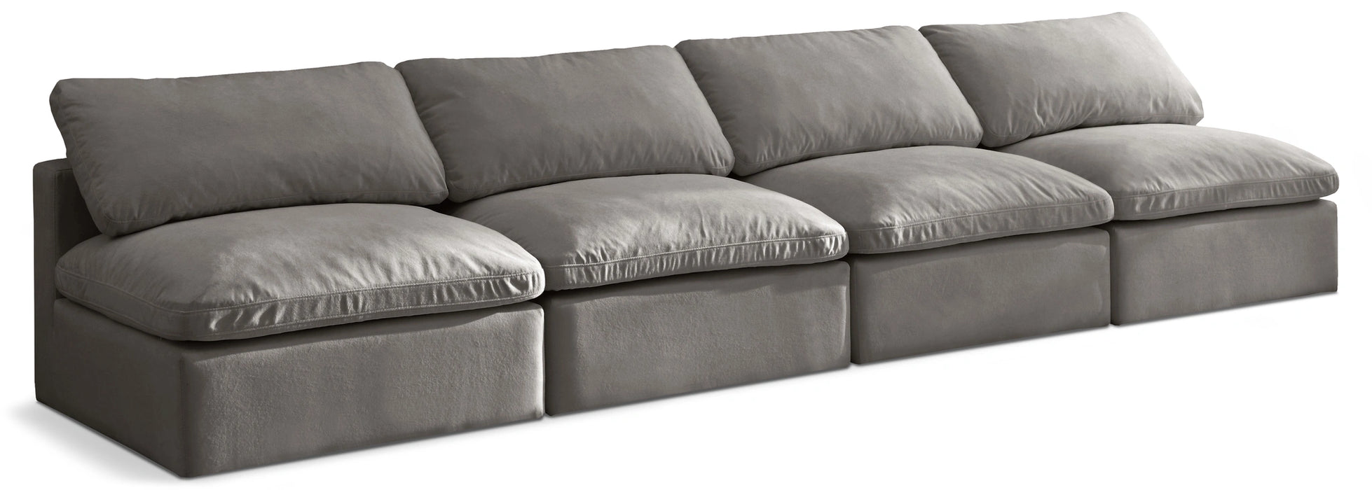 Plush Grey Velvet Standard Cloud Modular Sofa