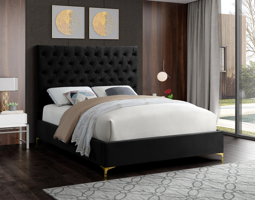Cruz Black Velvet Full Bed