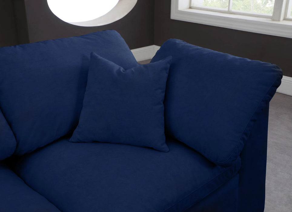 Cozy Navy Velvet Cloud Modular Armless Sofa