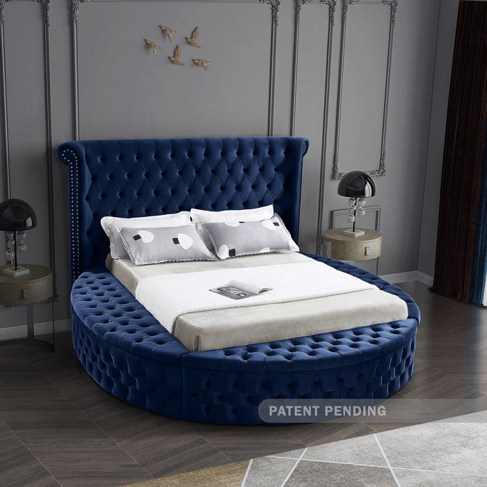 Luxus Navy Velvet Queen Bed (3 Boxes)