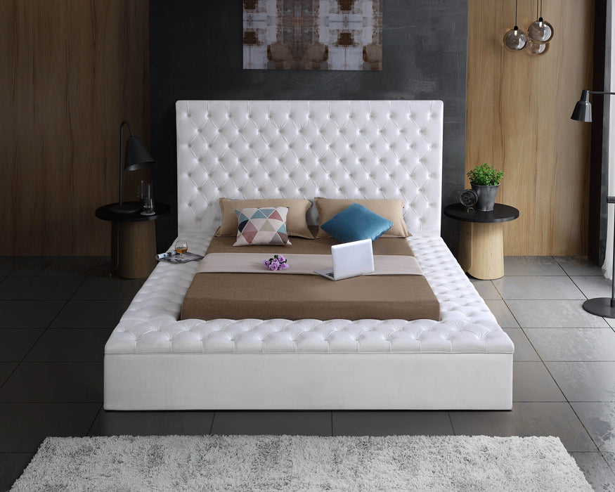Bliss White Velvet Queen Bed (3 Boxes)