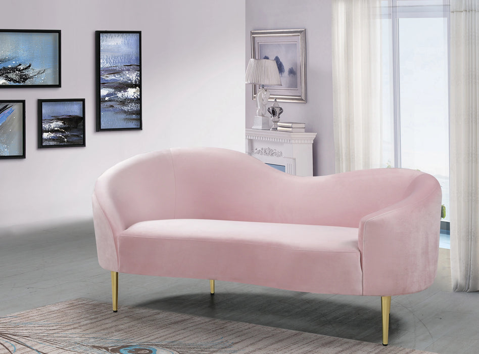 Ritz Pink Velvet Loveseat