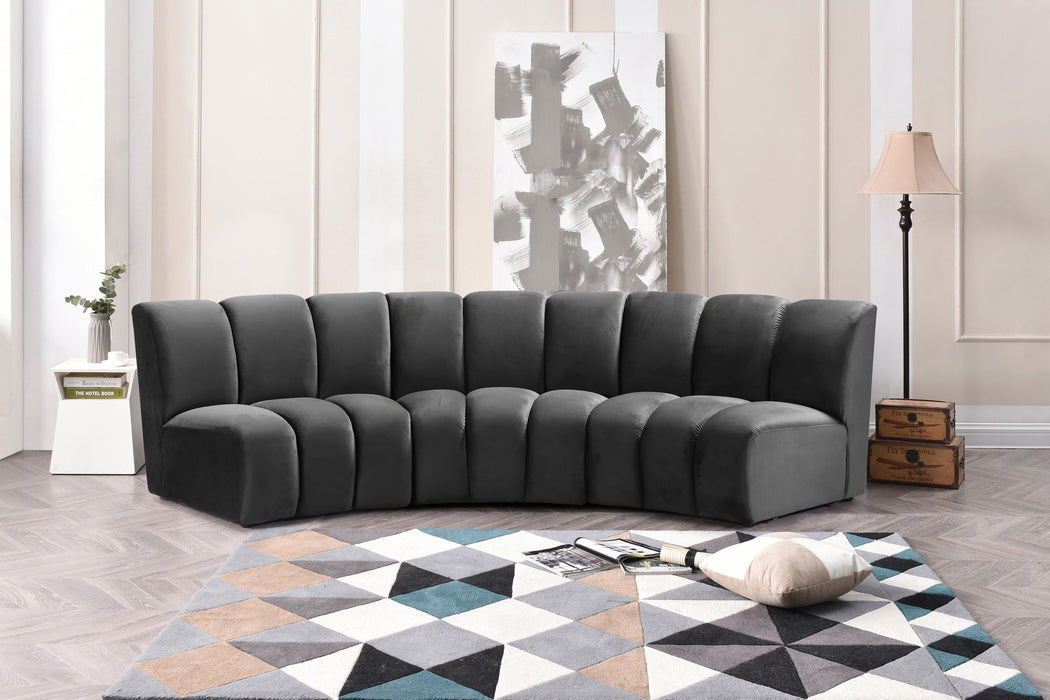 Infinity Grey Velvet 3pc. Modular Sectional
